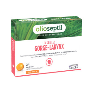 Unitex Olioseptil Gorge-Larynx Пастилки для горла Мед, 24 шт