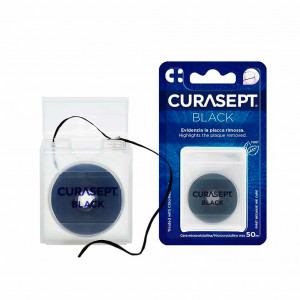 Curasept Зубная нить черная вощеная CHX 0,2% со вкусом мяты, 50 м