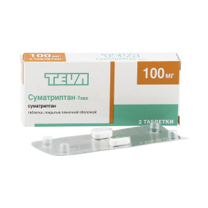 Суматриптан-Тева, таблетки 100 мг, 2 шт