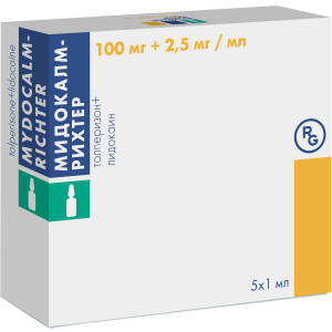 Мидокалм-Рихтер, раствор для инъекций, 100 мг+2,5 мг/мл, 5 шт