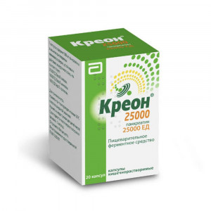 Креон, капсулы кишечнорастворимые 25000 ЕД, 20 шт